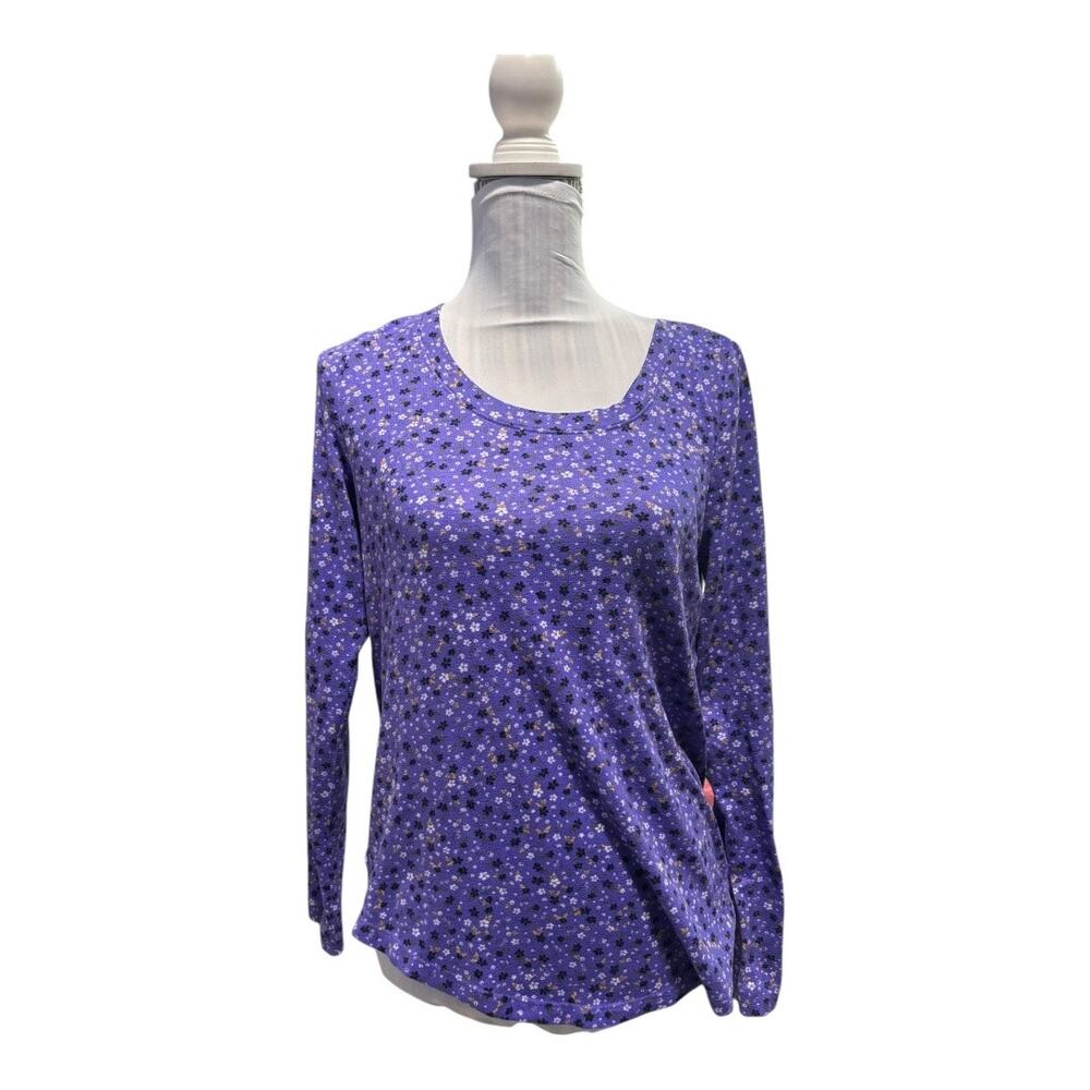 LOFT Outlet Purple Floral Long Sleeve Tee Size XS
